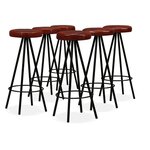 vidaXL Ensemble de bar 7 Pièces Bois d'acacia massif et cuir véritable