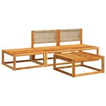 vidaXL Ensemble de canapés de jardin 4 pièces avec coussins en bois d'acacia et rotin