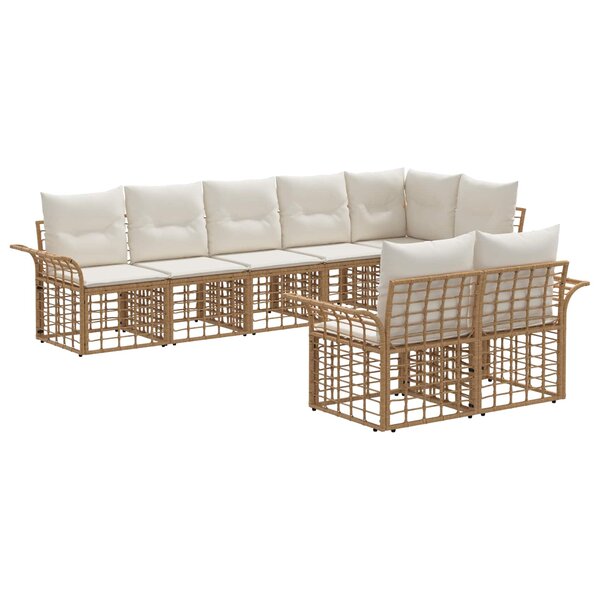 vidaXL Ensemble de canapés d'extérieur 8 pc Blanc Naturel et Crème