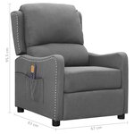 vidaXL Fauteuil de massage Gris clair Tissu