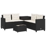 vidaXL Canapé de jardin avec table et coussins en forme de L noir
