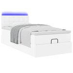 vidaXL Cadre de lit ottoman et matelas blanc pur 100x200cm similicuir