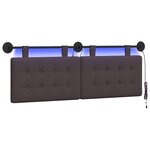 vidaXL Tête de lit suspendue Avec lumière LED Marron foncé Tissu