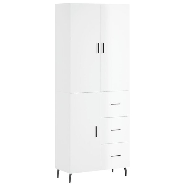 vidaXL Buffet haut Blanc brillant 69 5x34x180 cm Bois d'ingénierie