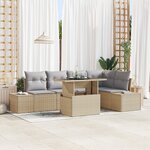 vidaXL Ensemble de canapé de jardin 6 pièces avec coussins beige poly rotin