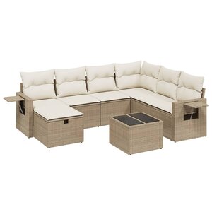 vidaXL Salon de jardin avec coussins 8 Pièces beige résine tressée