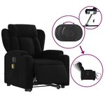 vidaXL Fauteuil inclinable de massage électrique Noir Tissu