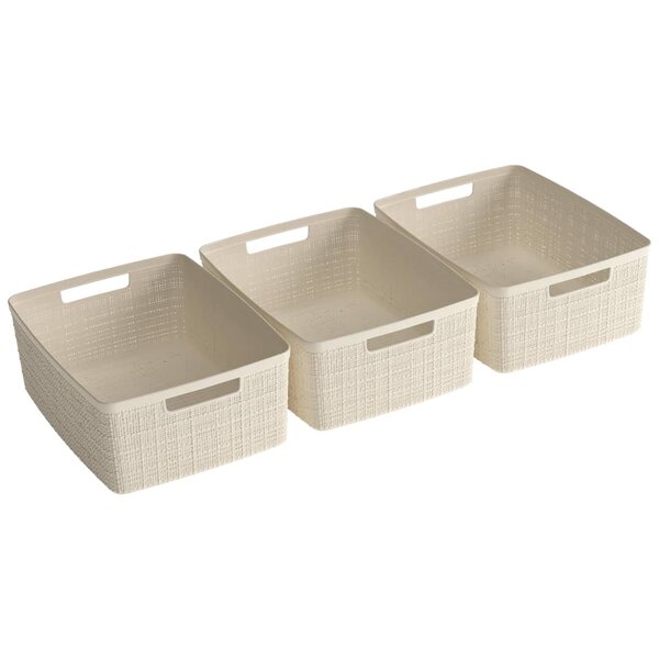 Curver ensemble de paniers de rangement jute 3 pièces m 12 l blanc cassé