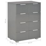 vidaXL Buffet Gris brillant 60x35x80 cm Bois d'ingénierie