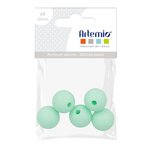 5 perles silicone rondes - 10 mm - vert d'eau