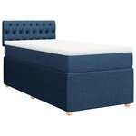 vidaXL Sommier à lattes de lit avec matelas Bleu 90x190 cm Tissu