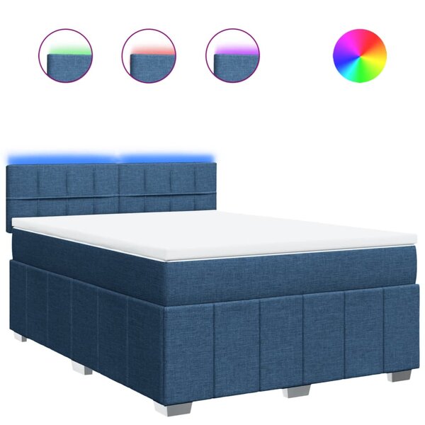 vidaXL Sommier à lattes de lit avec matelas Bleu 160x200 cm Tissu