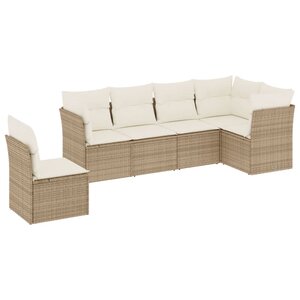 vidaXL Salon de jardin avec coussins 6 Pièces beige résine tressée