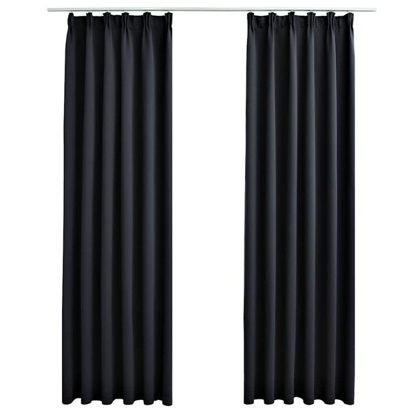 vidaXL Rideaux occultants avec crochets 2 Pièces Noir 140x225 cm