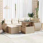 vidaXL Salon de jardin avec coussins 7 Pièces beige résine tressée