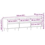 vidaXL Meuble TV Chêne noir 150 x 30 x 44.5 cm Bois d'ingénierie