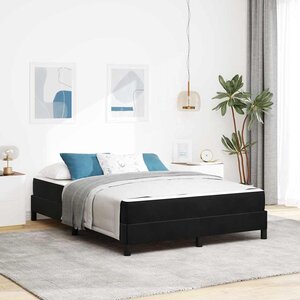 vidaXL Lit à ressorts avec matelas Noir 160 x 210 cm tissu
