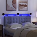vidaXL Tête de lit suspendue Avec lumière LED Bleu denim Tissu