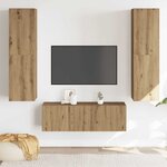 vidaXL Meubles TV muraux 3 Pièces chêne artisanal bois d'ingénierie