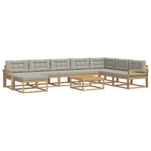 vidaXL Ensemble de canapés d'extérieur 9 Pièces Blanc et gris clair