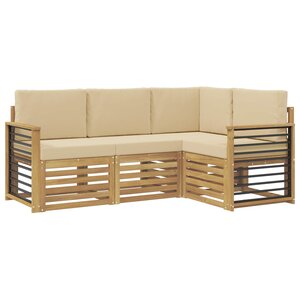 vidaXL Ensemble de canapés d'extérieur 4 pc Blanc et Beige Polyester