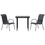 vidaXL Ensemble à manger de jardin 3 Pièces noir textilène et acier