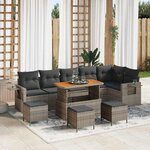 vidaXL Ensemble de canapé de jardin 10 Pièces Gris polyrotin