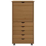 vidaXL Cabinet roulant Marron miel 53 x 39 x 103 cm Bois de Pin Massif