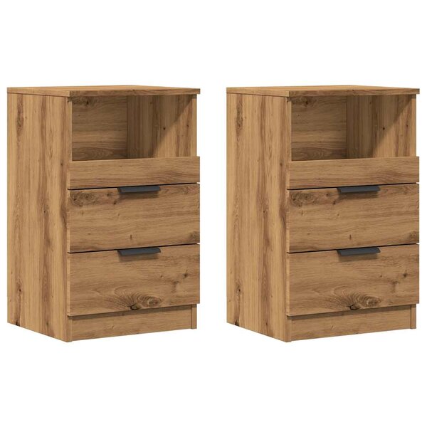 vidaXL Tables de chevet 2 Pièces chêne artisanal bois d'ingénierie