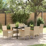vidaXL Ensemble de salle à manger pour jardin 7 Pièces Beige Poly rotin