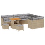 Ensemble de canapé de jardin vidaXL 12 pièces avec coussins beige en rotin poly acacia