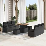 vidaXL Ensemble de canapé de jardin 9 Pièces Noir Poly rotin