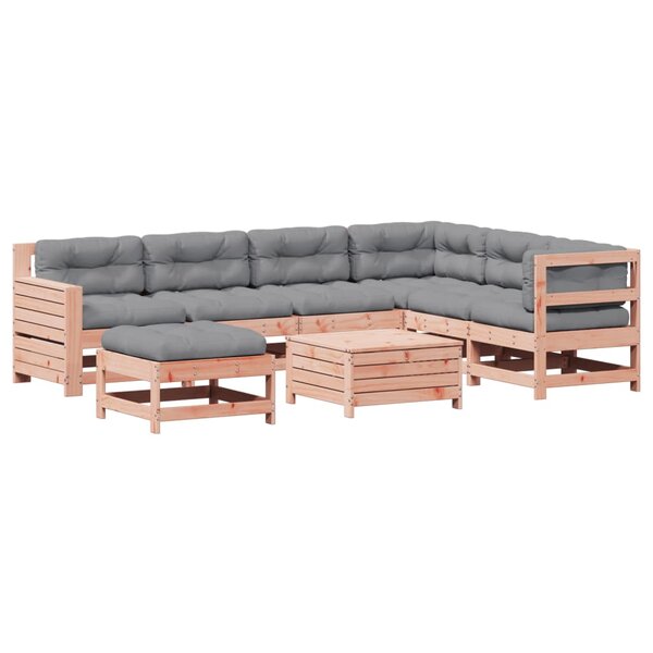 vidaXL Salon de jardin 8 Pièces avec coussins bois massif douglas
