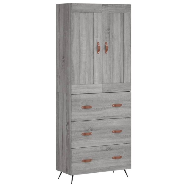 vidaXL Buffet haut Sonoma gris 69 5x34x180 cm Bois d'ingénierie