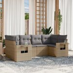 vidaXL Salon de jardin avec coussins 6 Pièces beige résine tressée