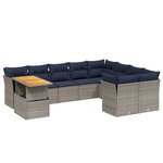 vidaXL Salon de jardin 10 Pièces avec coussins gris résine tressée