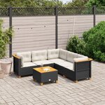 vidaXL Salon de jardin 6 Pièces avec coussins noir résine tressée