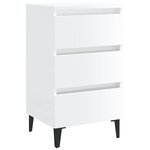 vidaXL Tables de chevet pieds en métal 2 Pièces blanc brillant 40x35x69cm