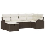 vidaXL Ensemble de canapé de jardin 6 Pièces Marron Poly rotin