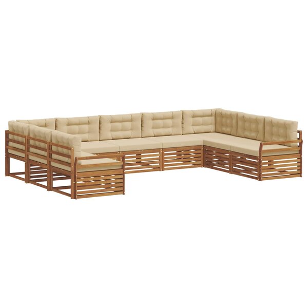 vidaXL Ensemble de canapés d'extérieur 9 Pièces Naturel et Beige