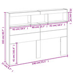 vidaXL Armoire tête de lit avec LED sonoma gris 140x17x102 cm