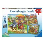 Puzzle 3x49 Pièces Chevaliers du Moyen age