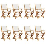 vidaXL Chaises de jardin pliantes lot de 8 tissu et bois massif