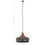 Vidaxl lampe suspendue industrielle gris fer et bois solide 35 cm e27