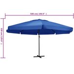 vidaXL Parasol de jardin avec mât en aluminium 600 cm bleu azuré