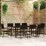 vidaXL Ensemble à manger de jardin 9 Pièces Noir