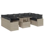 vidaXL Salon de jardin avec coussins 10 Pièces gris clair résine tressée