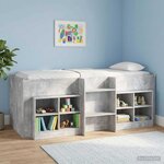 vidaXL Cadre de Lit Élevé pour Enfants 2 Pièces Gris béton 90 x 200 cm