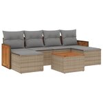 vidaXL Salon de jardin avec coussins 7 Pièces beige résine tressée