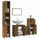 vidaXL Ensemble de meubles de salle de bain 4 Pièces Chêne fumé Bois